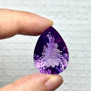 2023 High Quality Real Natural 19.78ct Pear Shaped Intense Purple Amethyst Brilliant cut faceted gemstone with GRC certificate