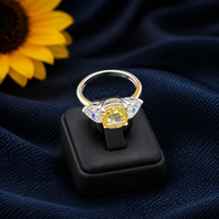 Bague de fiançailles en argent sterling 925 avec trois pierres de moissanite taille brillant rond serties à griffes, bijoux de mariage