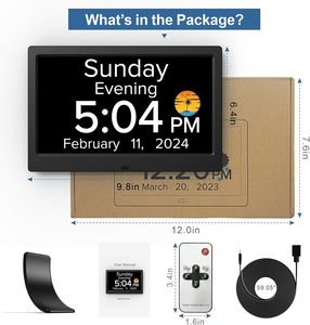 <span class=keywords><strong>Sveglia</strong></span> Digitale Intelligente da 10 Pollici con Calendario, <span class=keywords><strong>5</strong></span> Allarmi, 3 Promemoria per Pillole, Funzione DST, Snooze, Alimentazione USB per Soggiorno - Product Image 4