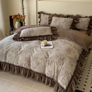Copripiumino in quattro pezzi in stile retrò francese Set 100% collezione per la casa ispessita in lino 300tc - Product Image 1