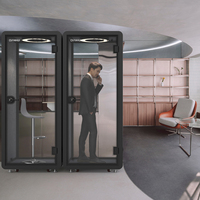 Cabine téléphonique de bureau insonorisée à nacelle acoustique mobile et assemblée Cabine téléphonique ouverte insonorisée pour négociation commerciale