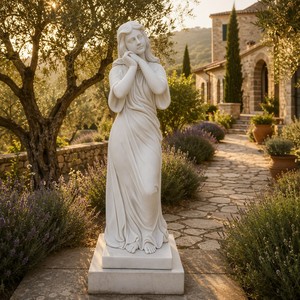 Figura Femenina Personalizada de Mármol Natural en Pose <span class=keywords><strong>Pensativa</strong></span> - Elegante Arte en Piedra con Acabado a Mano para Interiores de Lujo - Product Image 5