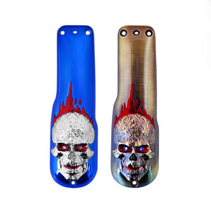 Halloween Metal <b>Skull</b> Clipper Cap Blue And Gold Flame Design Indoor <b>Decoration</b> - Product Image 1