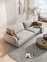 Canapé Chesterfield trois places Mufang, style mid-century moderne, en cuir véritable confortable, design simple, modulaire, idéal pour appartement et villa