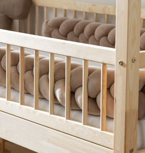 Lit superposé autoportant moderne en <span class=keywords><strong>bois</strong></span> massif pour enfants avec barrière de sécurité, armoire de rangement, tête de lit lumineuse <span class=keywords><strong>et</strong></span> design écologique - Product Image 6