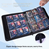 Album de cartes grand format en cuir PU avec fermeture éclair, impression couleur intégrale, design à neuf compartiments, personnalisable pour cartes, jeux de cartes et rangement