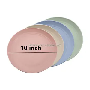 Plate Plate Tuoda High Coil Design Anti-slip Finely Polished Smooth Feel Round 10" Wheat Straw Dinnerware Plates Colored