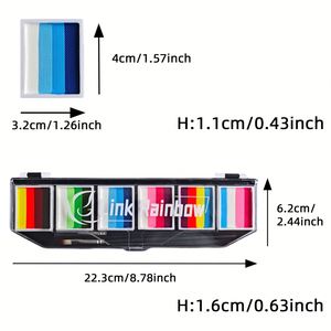 Palette de peinture faciale lavable arc-en-ciel 6 couleurs, peinture pour le visage et le corps multicolores pour le maquillage des enfants, Halloween, art corporel, peinture faciale - Product Image 3