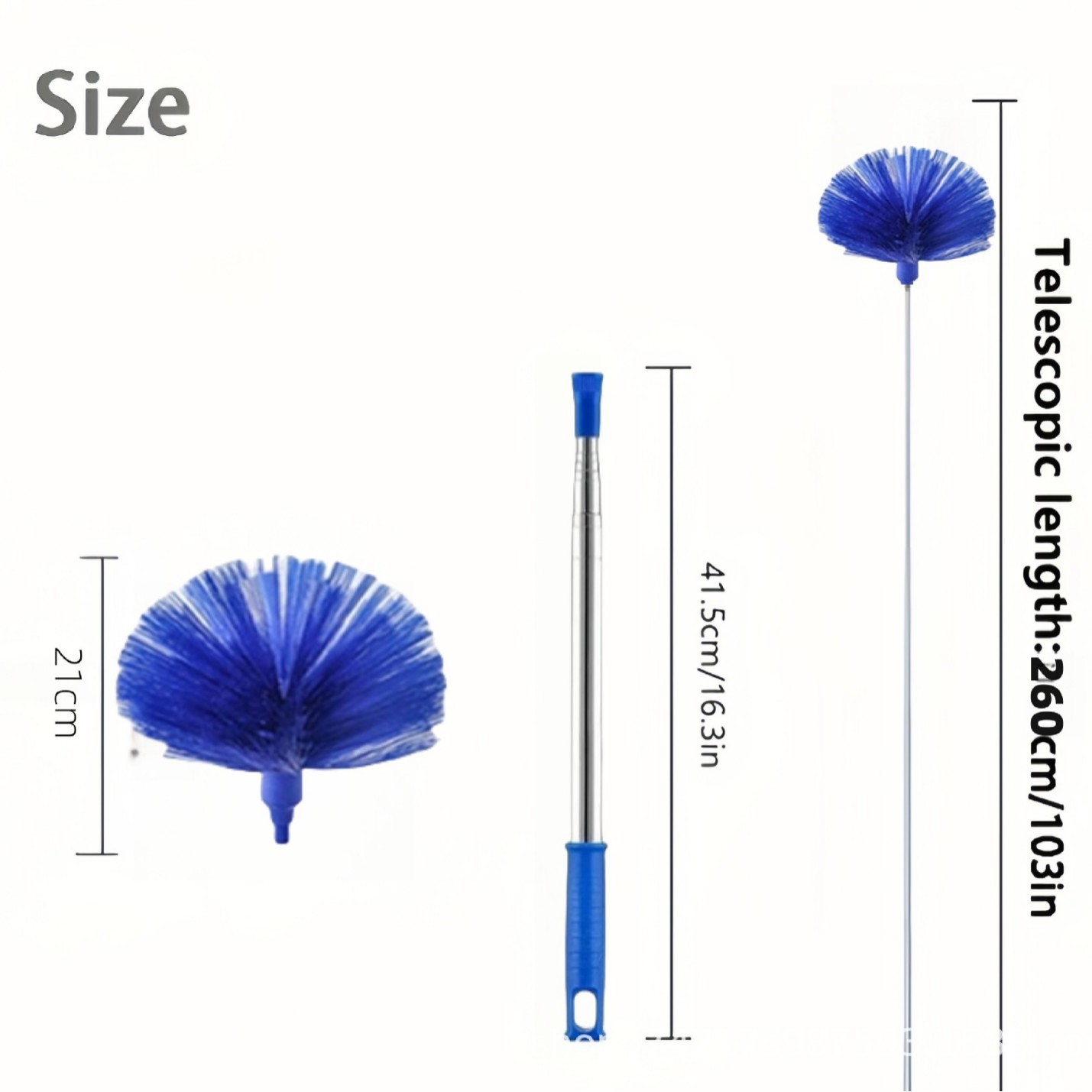 Brosse toile d'araignée télescopique bleue (longueur totale 260 cm)