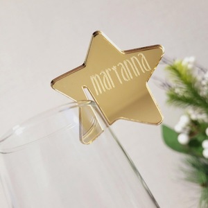 ป้ายอะคริลิกรูปดาวสำหรับแก้วไวน์ ลายฮันนี่แอนด์สวีทเนสส์ สีทอง ตกแต่งงานแต่งงาน ป้ายตกแต่งเค้ก อุปกรณ์ตกแต่งสถานที่ - Product Image 3