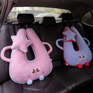 Oreiller de cou <span class=keywords><strong>anti</strong></span>-col en forme de dessin animé personnalisable à grands yeux, pour siège arrière de voiture, avec broderie et rembourrage en coton PP - Product Image 5