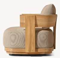 Fauteuil pivotant SOLARO en teck moderne, brun, pour hôtel, jardin, terrasse, avec assise profonde et coussin épais, canapé d'extérieur