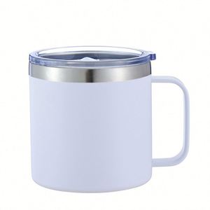 Tasses à café personnalisées avec logo, 12 oz, avec poignée, gobelet isotherme à double paroi, bouteilles d'eau noires avec revêtement en poudre pour le camping - Product Image 6