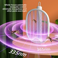 Nouvelle raquette électrique anti-moustiques domestique, modèle double usage rechargeable par USB, pliable, multifonction, non toxique