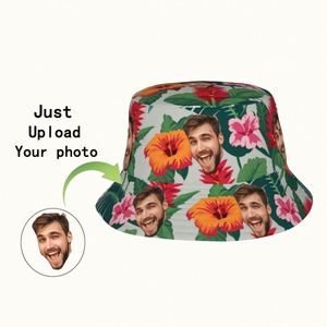 Casquette de pêcheur personnalisée pour l'été, chapeau bob personnalisé, motif feuille de dessin animé, chapeau de plage amusant pour hommes et femmes, créez votre propre photo - Product Image 1