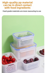 Contenedores de almacenamiento de alimentos frescos de drenaje de doble capa de viaje con asa de Venta caliente, caja de almacenamiento de PP para refrigerador - Product Image 6