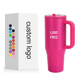 Mug de voyage en acier inoxydable à <span class=keywords><strong>double</strong></span> <span class=keywords><strong>paroi</strong></span> avec logo personnalisé, 40 oz, isolé sous vide, pour bière, café, avec paille rabattable et poignée - Product Image 1