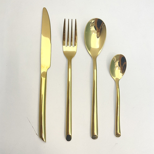 Ensemble de couverts en acier inoxydable doré DSF76, couteau, fourchette, cuillère, cuillère à café, durable pour la maison, toutes saisons - Product Image 1
