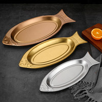Platos para Pescado de Acero Inoxidable 304, Plato Ovalado Creativo para Barbacoa, para Cocina y Restaurante