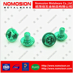 Tornillo de Tierra para Luz LED, Brida Hexagonal con Dientes Cruzados Verdes M3 M4 M5 M6 M8, Aplicación en Cobre - Product Image 4