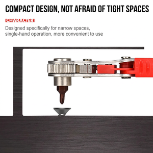Flat Head Ratcheting <b>Screwdriver</b> With Rotating Cap For Narrow Spaces Diy Tool Polished Finish Plastic Handle - Product Image 3
