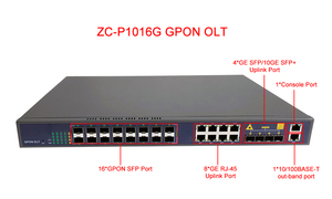 ZC-P1016G 1U Chiều cao Thiết bị chấm dứt đường Quang 16-gpon cổng 8 * Ge (RJ45)+ <span class=keywords><strong>4</strong></span> * Ge (SFP)/10ge (SFP +) uplink 10g mạng chuyển đổi - Product Image 4