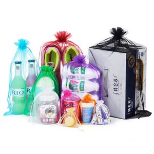 Sacs cadeaux en organza à cordon de serrage, couleur unie, maille transparente, emballage pour bijoux, sacs à bonbons de mariage, style tendance, origine Yiwu - Product Image 4