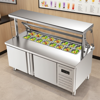 Réfrigérateur-congélateur commercial pour restaurant, table de préparation de sandwichs, vitrine réfrigérée, bar à salades avec couvercle en verre pliable