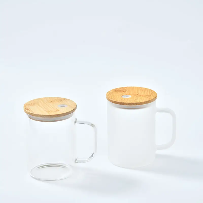 Abd depo buzlu cam kupa süblimasyon boşlukları 15oz şeffaf temizle bira bardağı kulplu bardak özel Tumbler bardaklar
