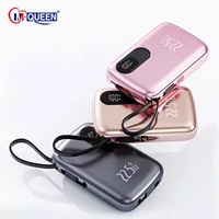 Cargador Portátil 2 en 1 Ultra Delgado con Logotipo Personalizado, Pantalla Digital de Alta Capacidad, Carga Rápida, 10000mah 20000mah con Cable Integrado