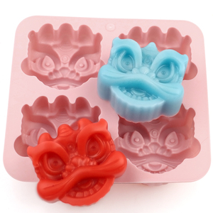 Baking 4 Hole Tradition Lion Shape <b>Silicone</b> Resin Mold Hand Make Soap Candle Mold Reused Diy Bake <b>Tool</b> Cake Soap Resin Diy Candy - Product Image 1