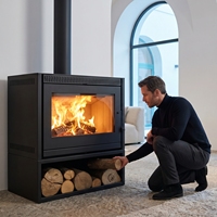 Cheminée à bois encastrable certifiée CE, modèle breveté Triple Air Stove, pour chauffage intérieur de villas, maisons et hôtels - Vente en gros usine