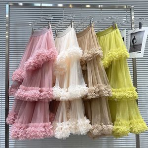 <span class=keywords><strong>Jupe</strong></span> <span class=keywords><strong>tutu</strong></span> <span class=keywords><strong>mi</strong></span>-<span class=keywords><strong>longue</strong></span> élégante à taille haute irrégulière de style européen américain pour femmes avec volants et perles en maille - Product Image 4
