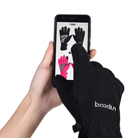 HBG 1218 Gants d'hiver pour l'extérieur Gants de course antidérapants accessibles à écran tactile imperméables pour hommes femmes en silicone à motif croisé