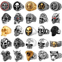 Cincin Baja Tahan Karat 316L Grosir Tahan Air Anti Luntur Vintage Punk Gothic Perhiasan Fashion Hewan Hadiah Pesta