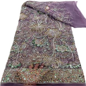 Hot-Bán Dệt Kim Sợi Ngang Thoáng Khí Polyester/Kim Loại Bead Ống <span class=keywords><strong>Sequin</strong></span> Lưới Thêu Vải Cho Cô Gái Dresses Trang Phục Sân Khấu - Product Image 1