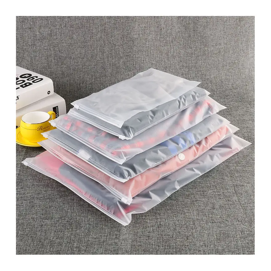 Custom Packaging Bag For Clothes Print Pe Zipper Lock Poly Zipper Lock Frosted Plastic Clothing Packaging