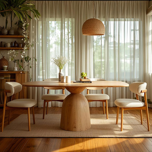 2025 Mới Thiết Kế Hiện Đại Tinh Khiết Gỗ Nguyên Bản Màu Trung Quốc Hình Chữ Nhật Bàn Và Ghế Đặt Cổ Bắc Âu Bàn Ăn Bảng Đá - Product Image 2