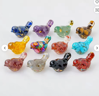 Ornement sculpté en résine avec copeaux de cristal naturel, motif oiseau, sculpture thérapeutique pour micro-paysage, cadeau, vente en gros, en vrac