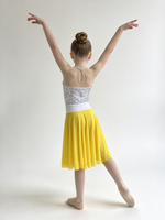 Robe de ballet à paillettes pour filles, jupe en mousseline jaune, costume de danse lyrique pour spectacle sur scène