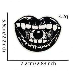 Parche Bordado Punk Terror Negro y Blanco para Ropa, Mochilas, Accesorios, Venta al por Mayor - Product Image 3