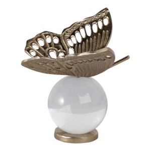 Scultura a forma di farfalla con base a sfera di cristallo per decorazioni domestiche, accento floreale artistico - Product Image 3