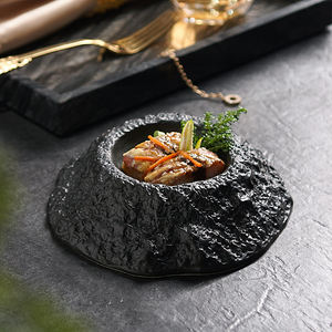 High-end matte hitam grosir Custom Appetizer melayani piring piring restoran Hotel piring keramik mangkuk restoran - Product Image 4