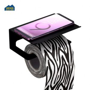 Le plus récent support de toilette en rouleau de papier hygiénique mural noir en acier inoxydable 304 avec étagère pour téléphone portable - Product Image 3