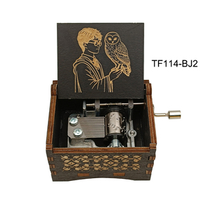 Boîte à musique <span class=keywords><strong>Harry</strong></span> <span class=keywords><strong>Potter</strong></span> gravée au laser, en bois noir, petit décor magique mignon - Product Image 1