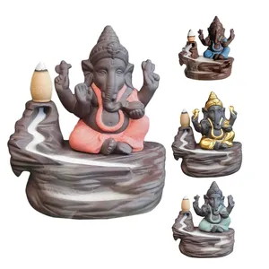 Ywbeyond Elephant God Ganesha Rückfluss Weihrauch brenner Indien Räucher stäbchen halter Meditation Ornamente Home Office Dekor Handwerk