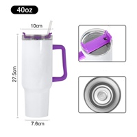 Gelas Tumbler Sublimasi Stainless Steel 40 oz Tahan Dingin dengan Gagang dan Sedotan Kosong untuk Grosir
