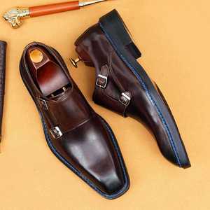 Nouvelles Chaussures Oxford Formelles pour Hommes 2025 en Cuir Véritable, Légères et Respirantes, à Bout Carré, Semelle Style Norvégien, avec Bride de Moine - Product Image 2