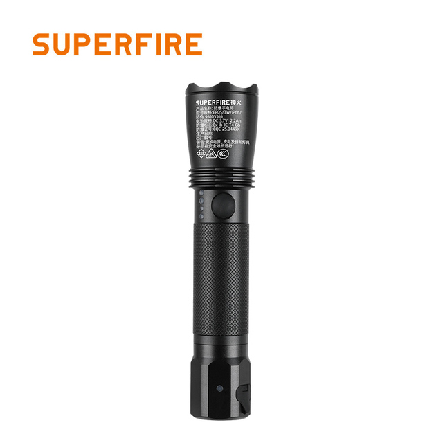 SUPERFIRE Quality Waterproof Rechargeable USB Aluminum Alloy Flashlight Bright Emergency Industrial Explosion Proof Torch Light