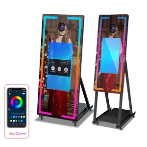 Portable selfie intelligent 45/65 pouces écran tactile noir magique selfie miroir photomaton kiosque avec appareil photo et imprimante